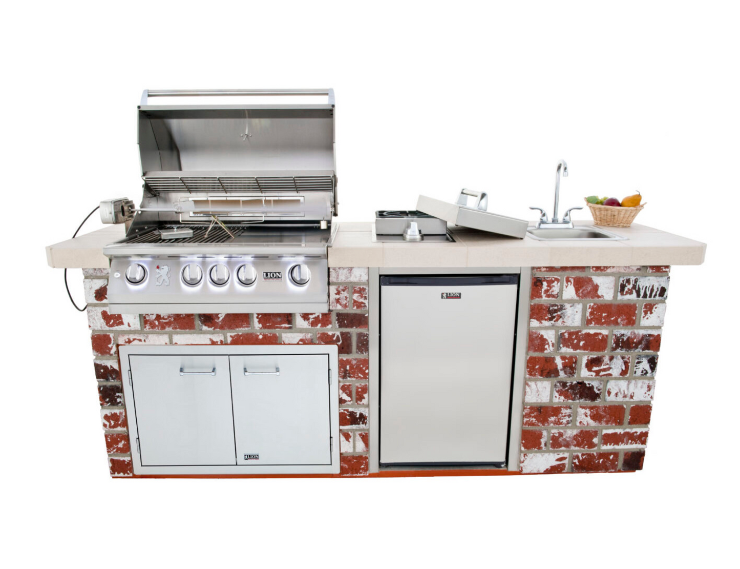 Lion Premium Q 36 3/4"x 96 1/2" in Rock or Brick (inc. L75000 + Double Door + Refrigerator + GFI)