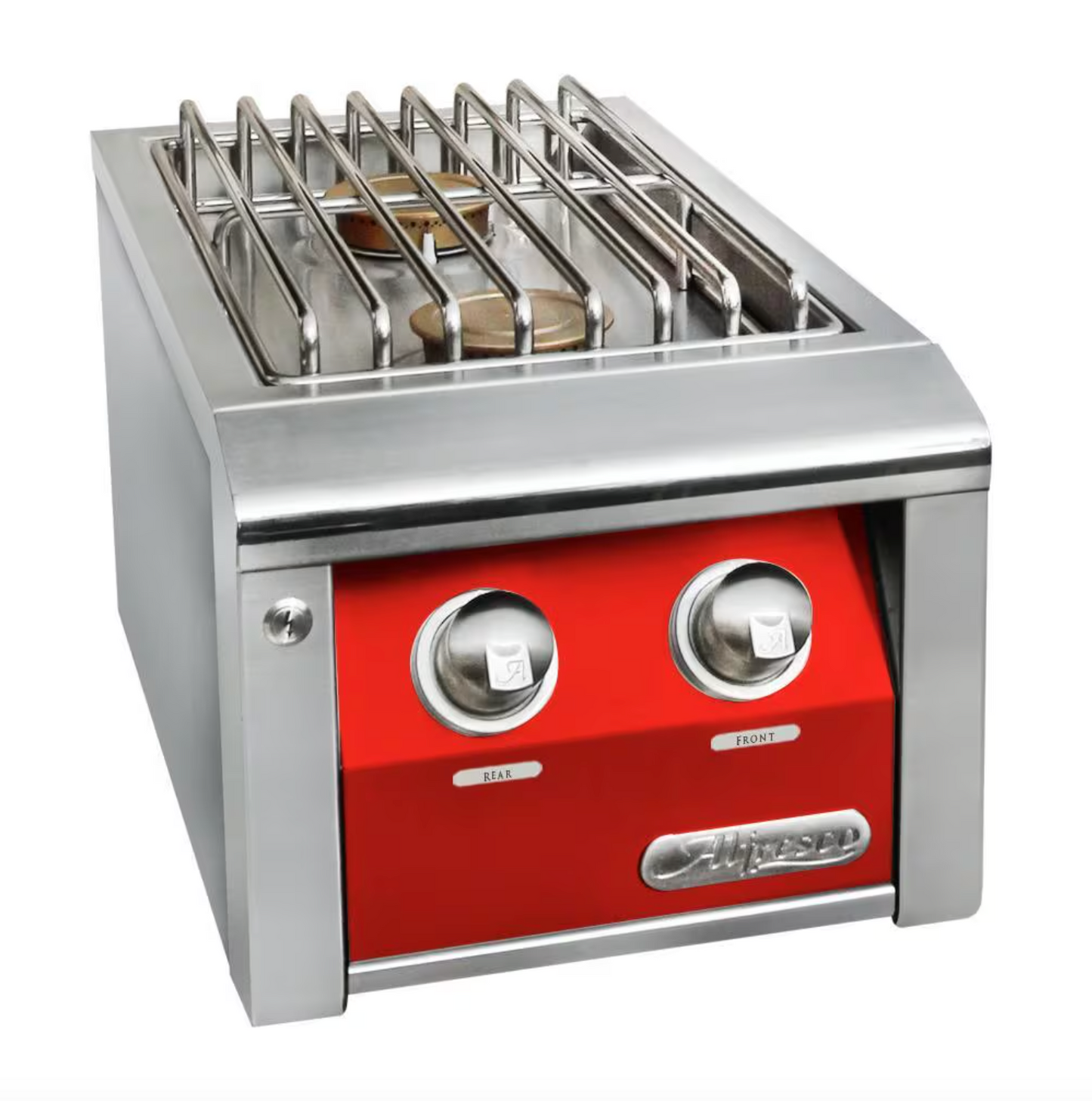 Alfresco 14" Built-In Dbl Side Burner - Carmine Red-Gloss