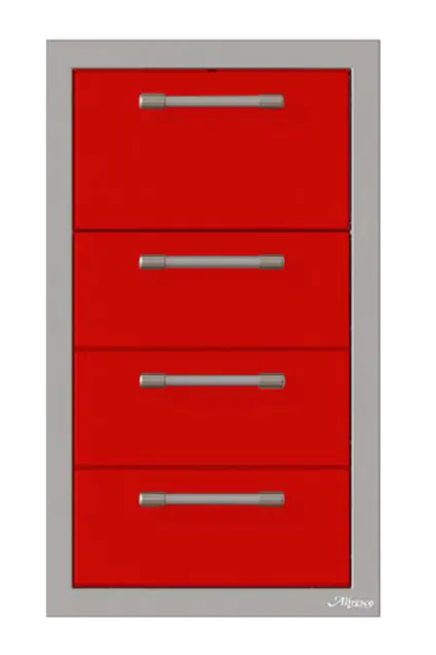 Alfresco 17" Towel Holder w/ Three Drawers - Carmine Red-Gloss