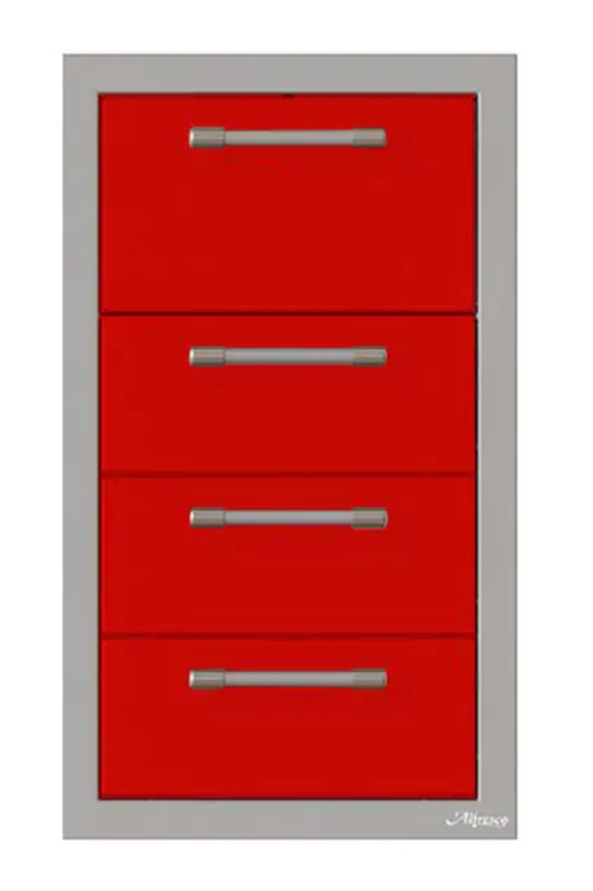 Alfresco 17" Towel Holder w/ Three Drawers - Carmine Red-Gloss