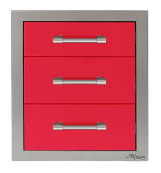 Alfresco 17" Three Tier Storage Drawers - Raspberry Red-Gloss