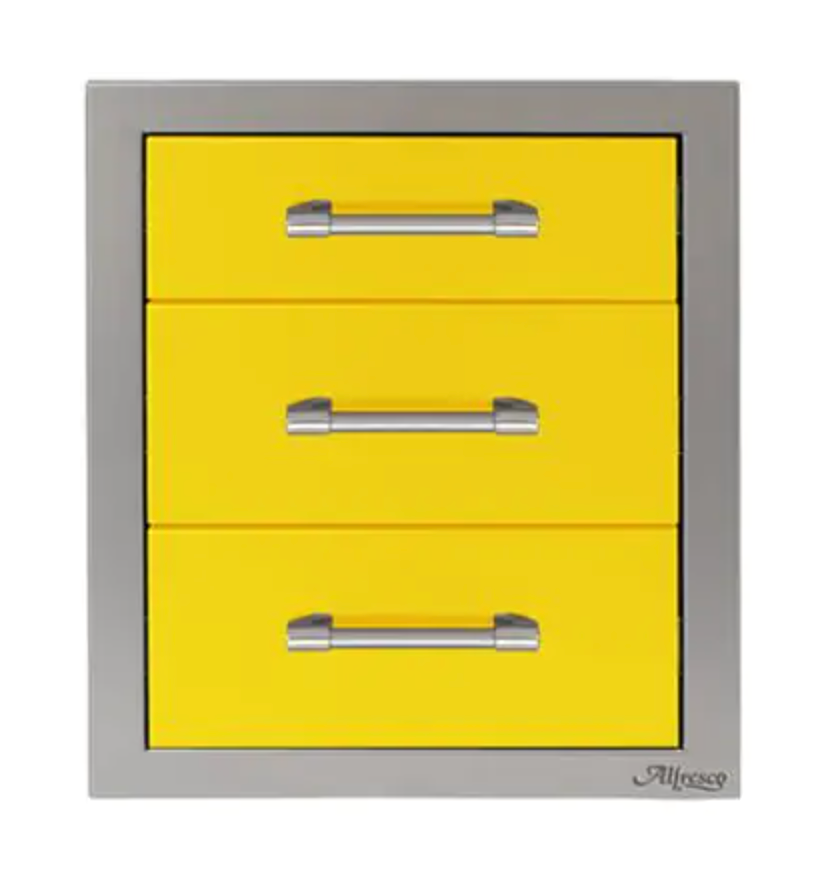 Alfresco 17" Three Tier Storage Drawers - Traffic Yellow-Gloss