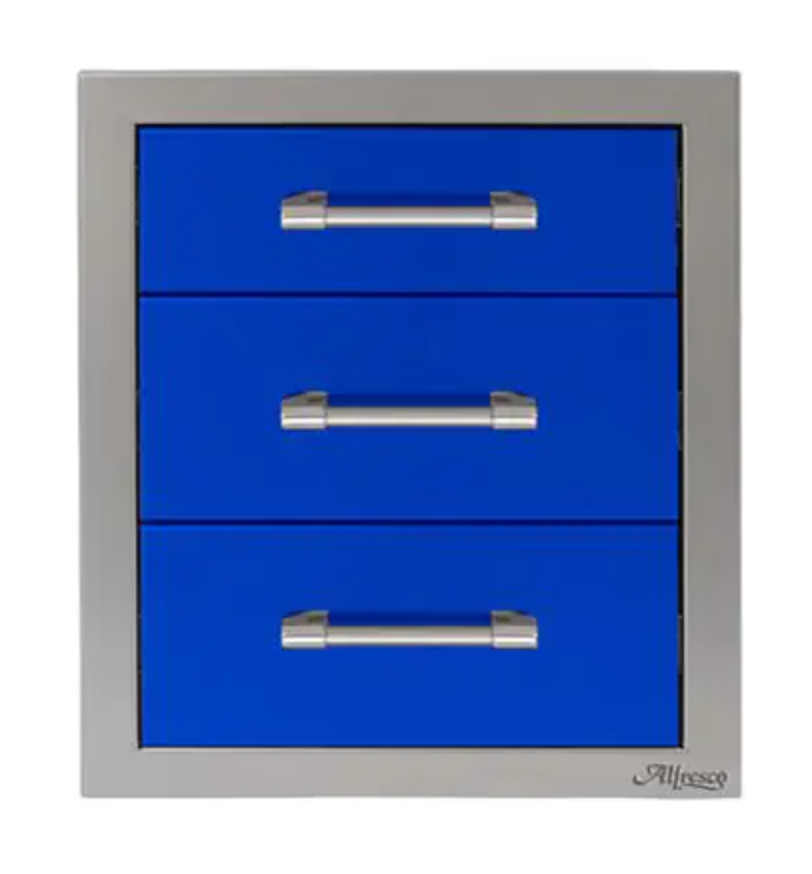 Alfresco 17" Three Tier Storage Drawers - Ultramarine Blue-Gloss