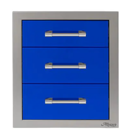 Alfresco 17" Three Tier Storage Drawers - Ultramarine Blue-Gloss