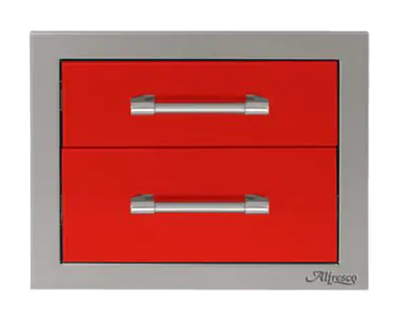 Alfresco 17" Two Tier Storage Drawers - Carmine Red-Gloss