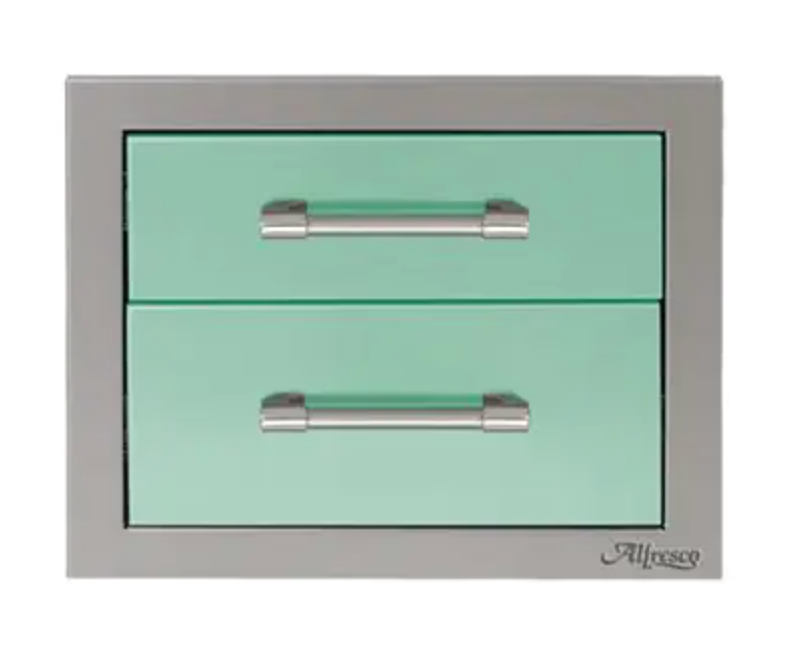 Alfresco 17" Two Tier Storage Drawers - Light Green-Gloss