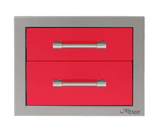 Alfresco 17" Two Tier Storage Drawers - Raspberry Red-Gloss