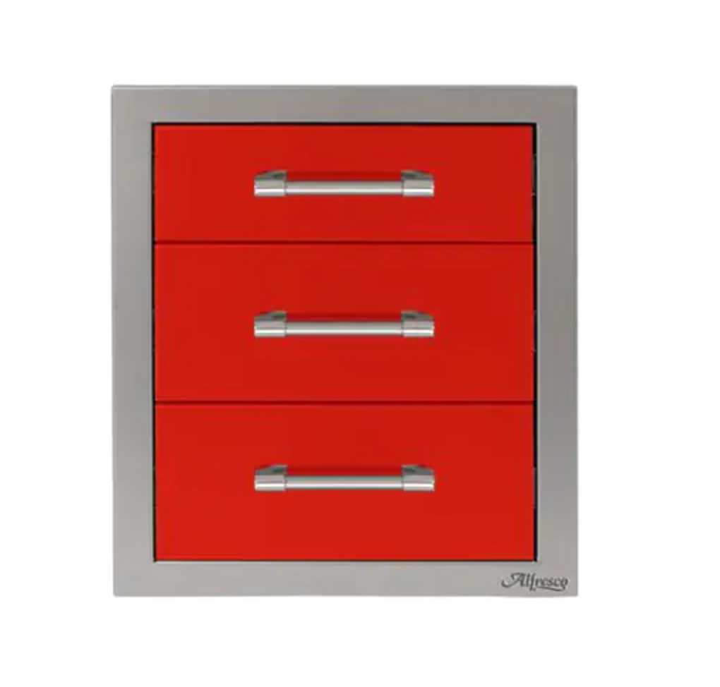 Alfresco 17" Three Tier Storage Drawers - Carmine Red-Gloss