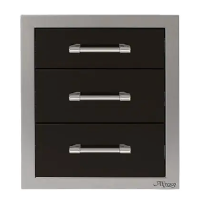 Alfresco 17" Three Tier Storage Drawers - Jet Black-Gloss