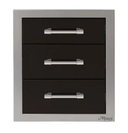 Alfresco 17" Three Tier Storage Drawers - Jet Black-Gloss