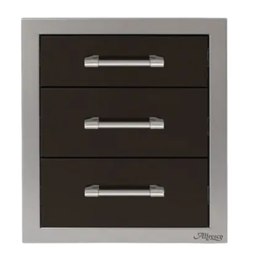 Alfresco 17" Three Tier Storage Drawers - Jet Black-Matte