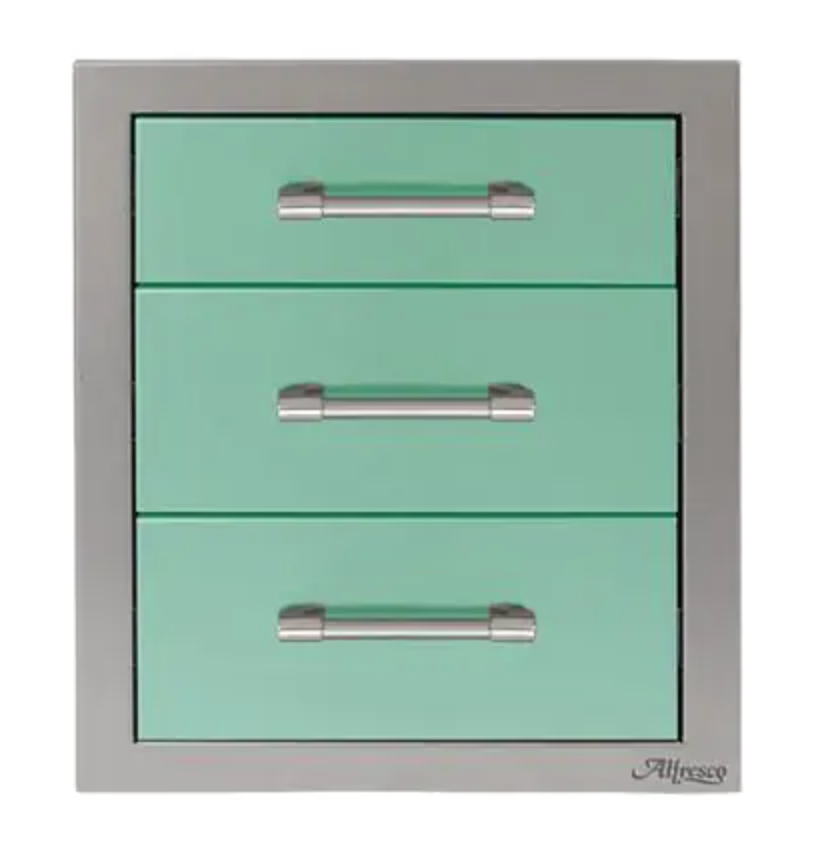 Alfresco 17" Three Tier Storage Drawers - Light Green-Gloss