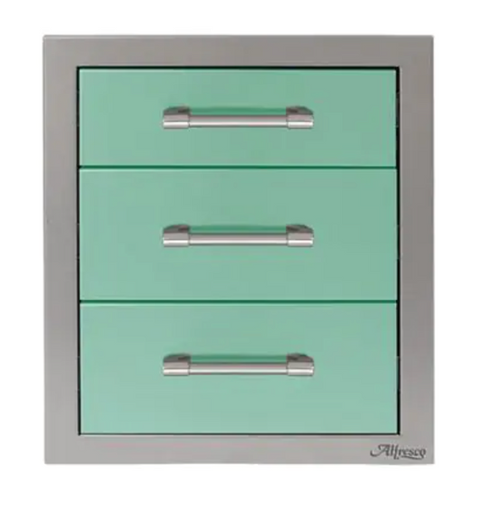 Alfresco 17" Three Tier Storage Drawers - Light Green-Gloss