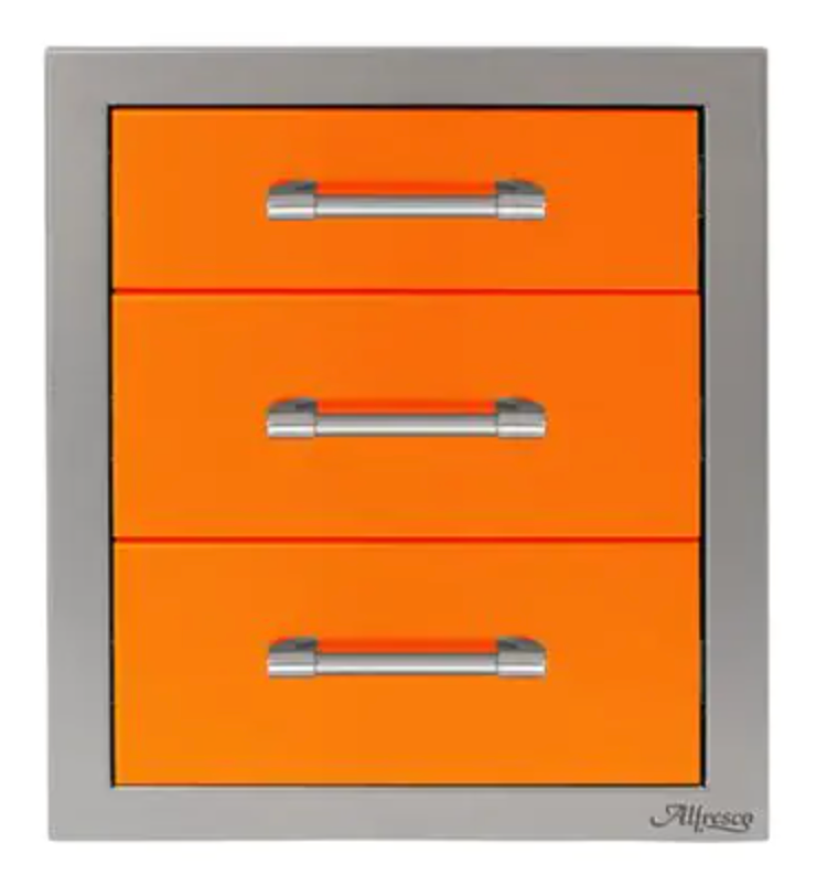 Alfresco 17" Three Tier Storage Drawers - Luminous Orange-Gloss