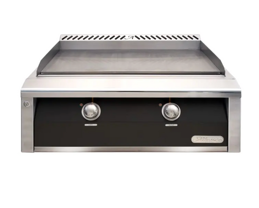 Alfresco 30" Dual Zone, Thematically Controlled Gas Griddle - Jet Black-Gloss