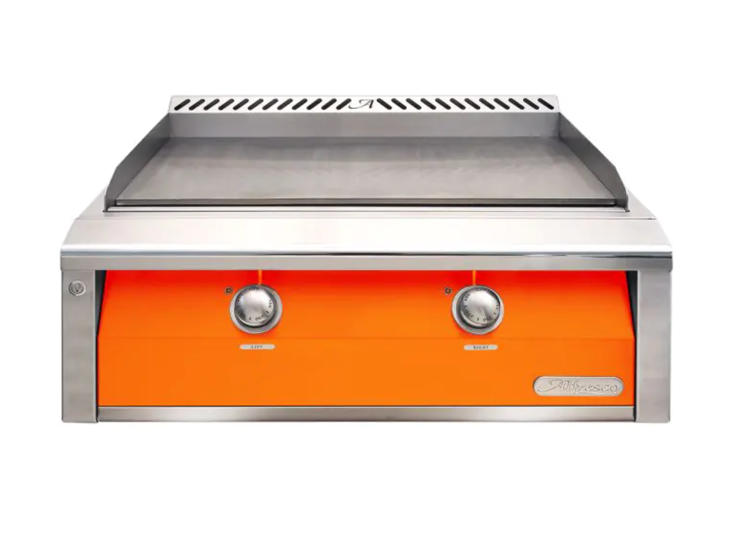 Alfresco 30" Dual Zone, Thematically Controlled Gas Griddle - Luminous Orange-Gloss