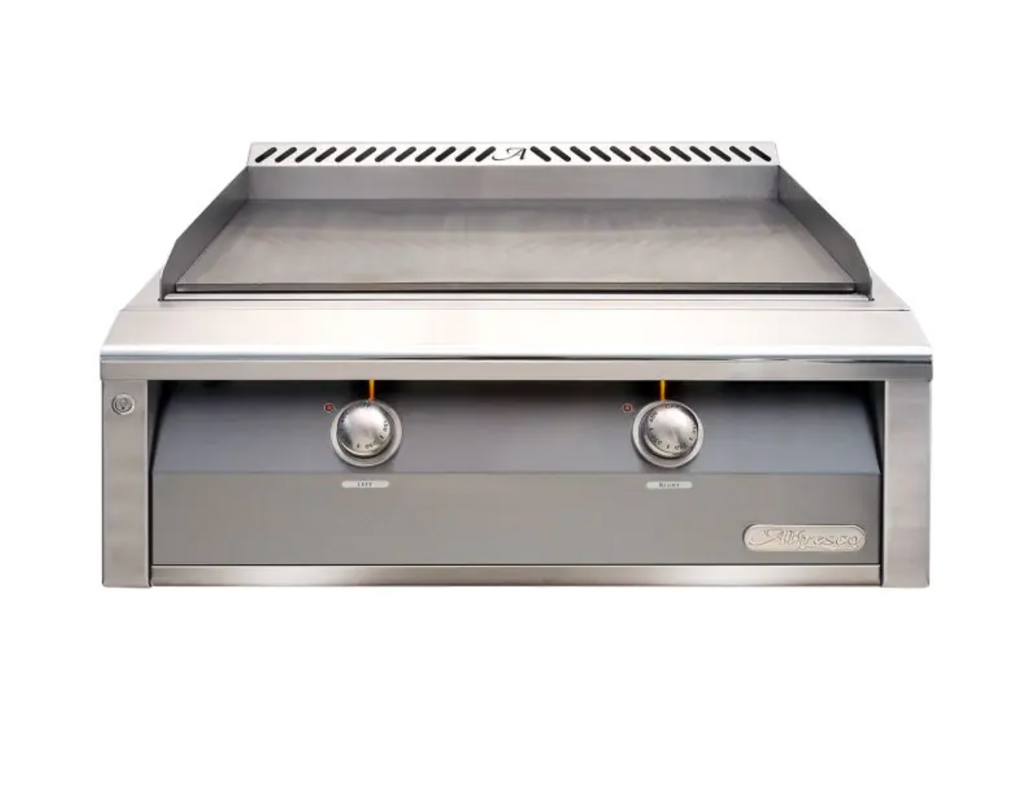 Alfresco 30" Dual Zone, Thematically Controlled Gas Griddle - Signal Grey-Gloss