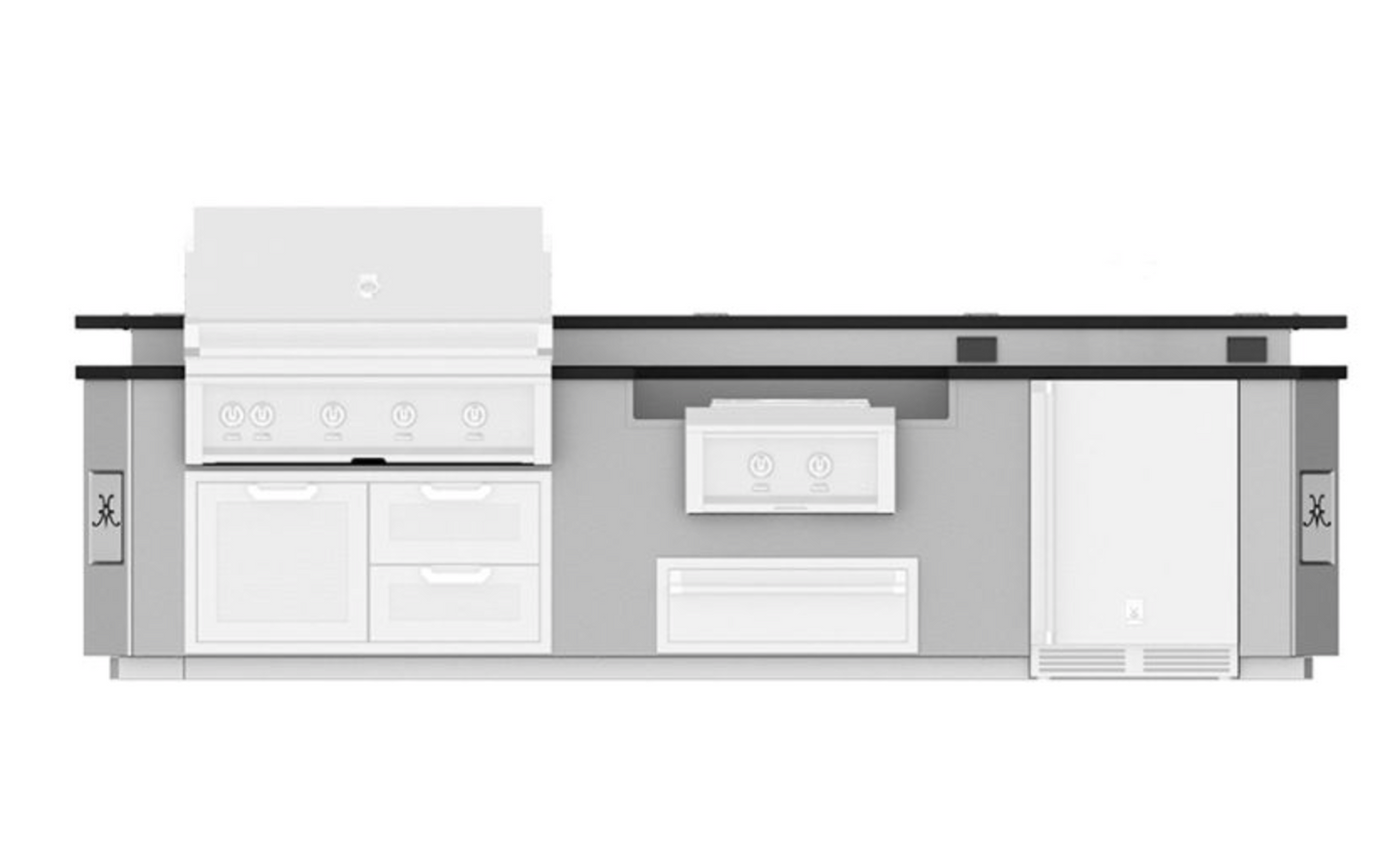 Hestan  Grill, Entertainment, Suite, SS C/top, Bar, Power Burner, 12 Foot and "bellybar" with foot rail