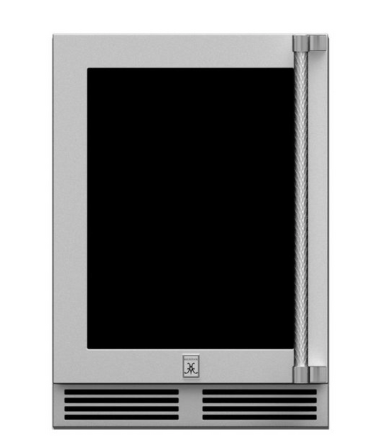 Hestan 24" Dual Zone Refrigerator with Wine, Glass Door & Lock, Left Hinged