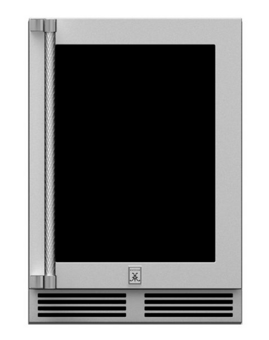 Hestan 24" Dual Zone Refrigerator with Wine, Glass Door & Lock, Right Hinged