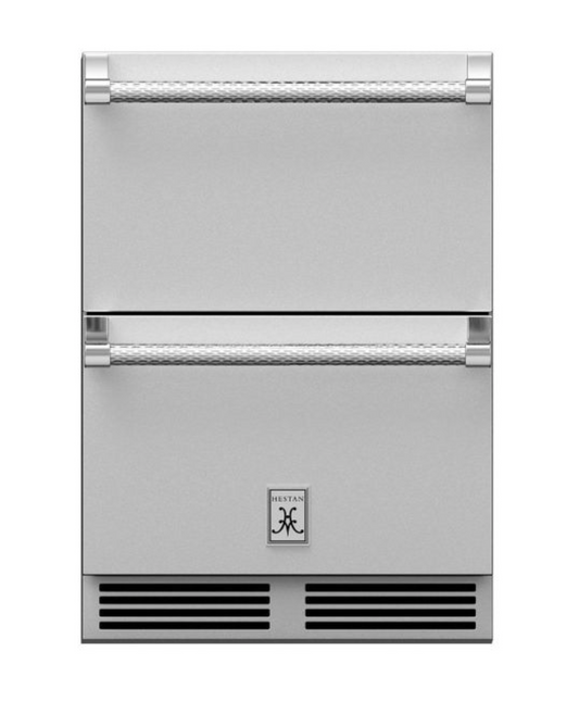 Hestan 24" Refrigerator Drawer (Upper) and Freezer Drawer (Bottom), with Lock