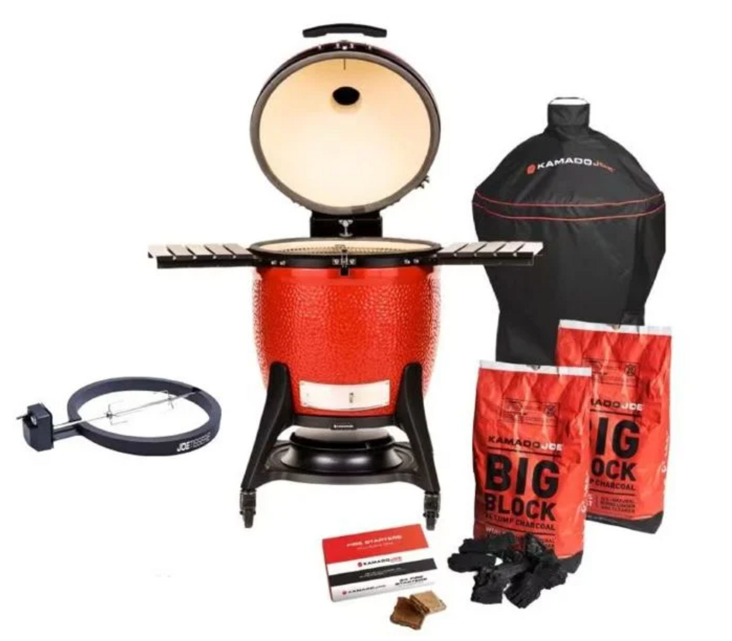 Kamado Joe Big Joe III w/ Cart, JoeTisserie®,Grill Cover,2 Bags Lump Charcoal+1 box Fire Starters