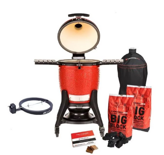 Kamado Joe Classic Joe III w/ Cart, JoeTisserie®,Grill Cover,2 Bags Lump Charcoal+1 box Fire Starters