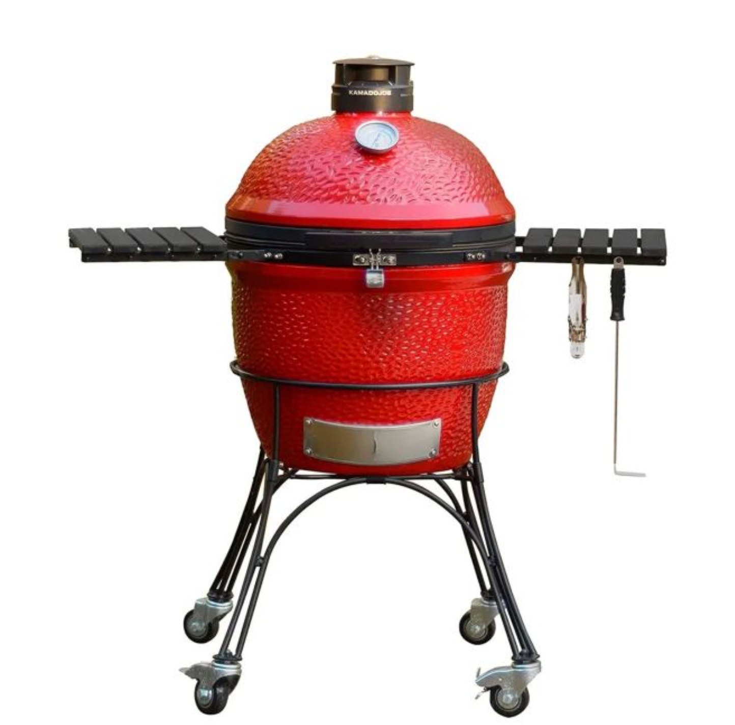 Kamado Joe Classic Joe Red I w/ Cart, Side Shelves, Heat Deflector & Tools