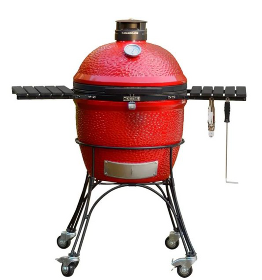 Kamado Joe ClassicJoe Red II w/ Cart, Side Shelves, Heat Deflector & Tools w/ KJ-CBH