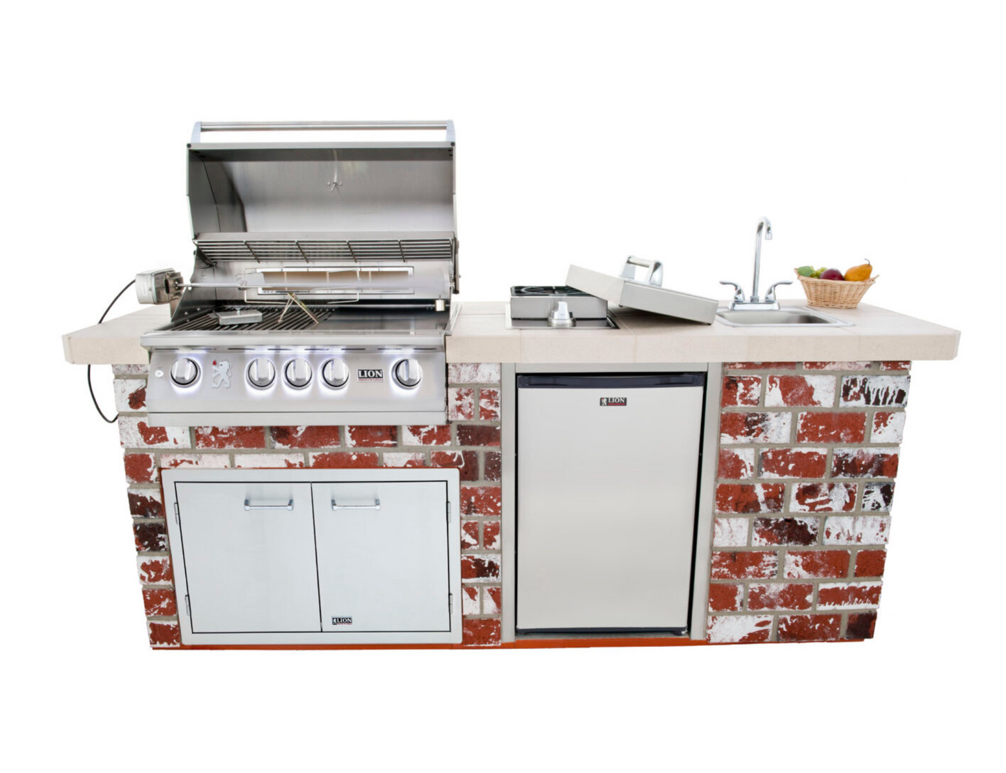 Lion Premium Q 36 3/4"x 96 1/2" in Rock or Brick (inc. L75000 + Double Door + Refrigerator + GFI) 