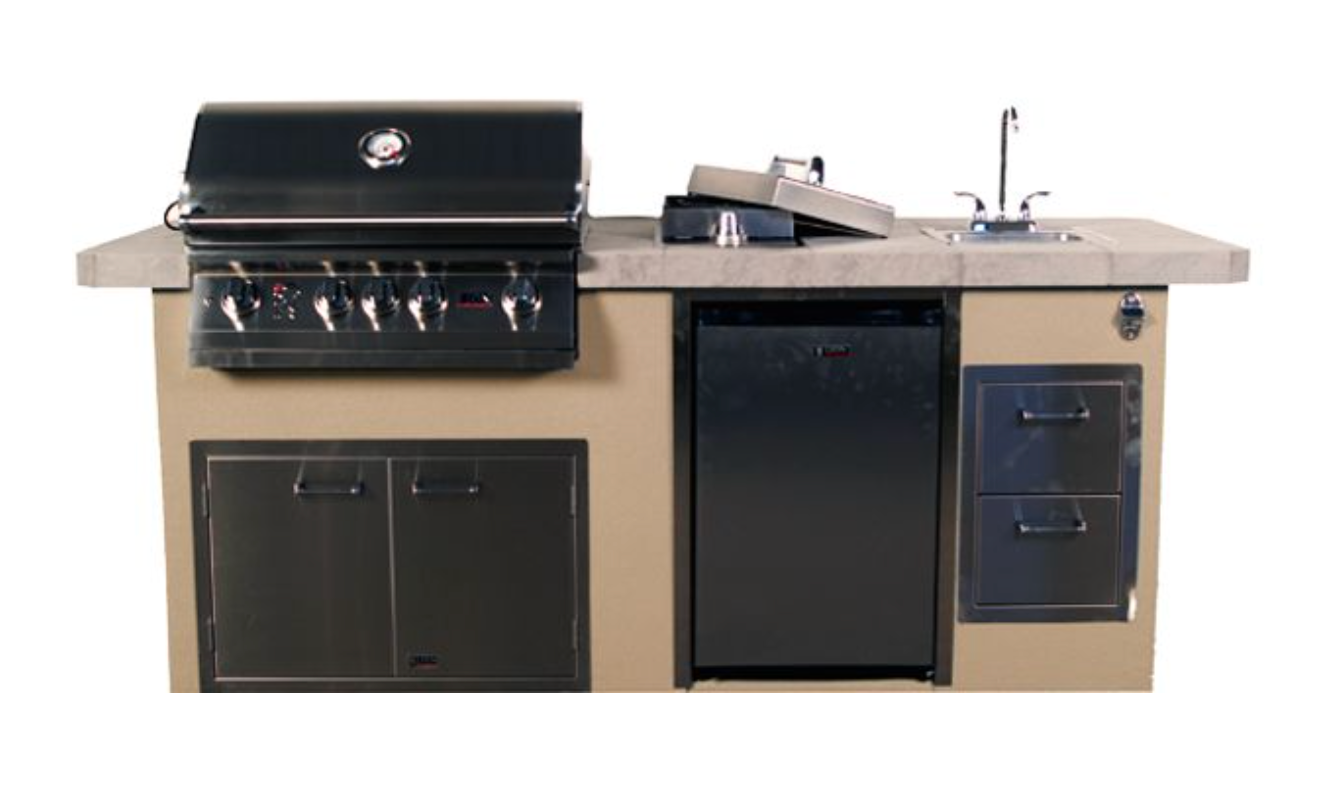 Lion Resort Q 27 1/4"x 96 1/2" in Rock or Brick (inc. L75000 + Double Door + Refrigerator + GFI) 