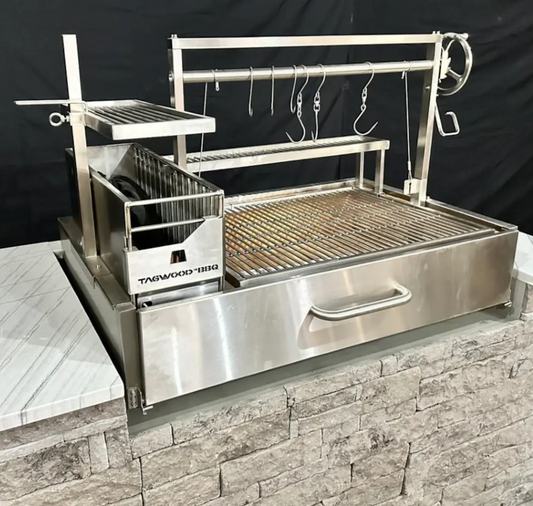 TAGWOOD XL BUILT-IN SANTA MARIA ARGENTINE WOOD FIRE & CHARCOAL GAUCHO GRILL STAINLESS STEEL 1103 SQ IN