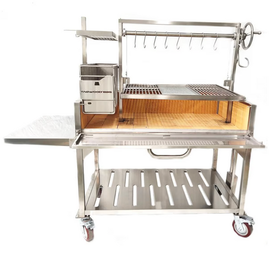 TAGWOOD XL FREESTANDING ARGENTINE SANTA MARIA WOOD FIRE & CHARCOAL GAUCHO GRILL STAINLESS STEEL 1117 SQ IN