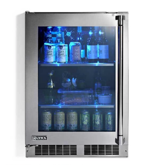 Lynx 24" Outdoor Glass Door Refrigerator, Left Hinge