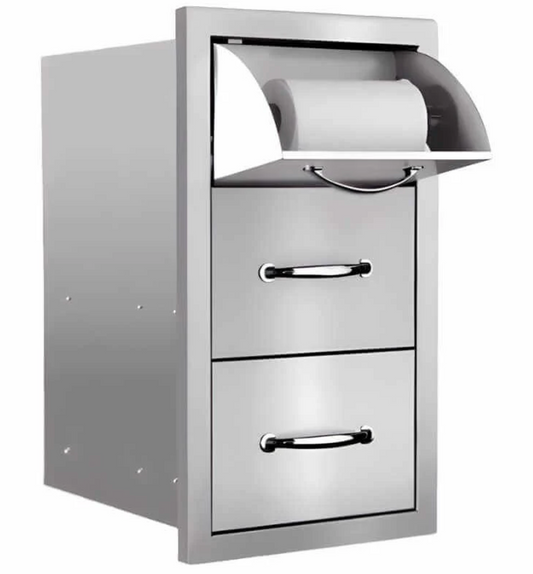 Summerset 17" Vertical 2-Drawer & Paper Towel Holder Combo - Masonry Frame