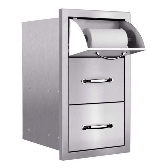 Summerset 17" Vertical 2-Drawer & Paper Towel Holder Combo Masonry