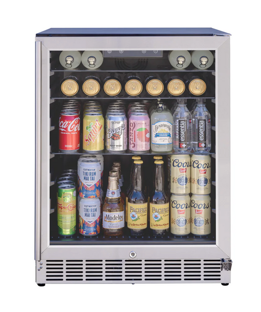 Summerset 24" 5.1c Outdoor Rated Fridge  w/Glass Door and Glass Shelves