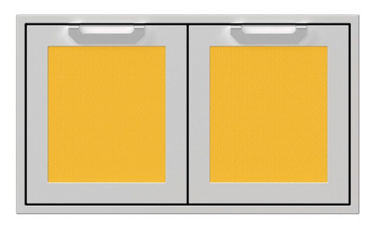 Hestan 36" Double Door Storage Cabinet, Marquise Front Panels; Left Side holds slide out for LP Tank or Trash Receptacle; Right Side is Enclosed  w/ Adjustable Wire Shelf-COLOR