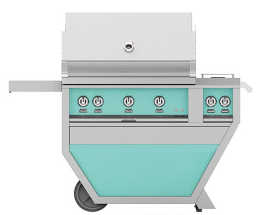 Hestan 36" Grill, (3) Trellis, Rotisserie, Deluxe Cart-COLOR LP