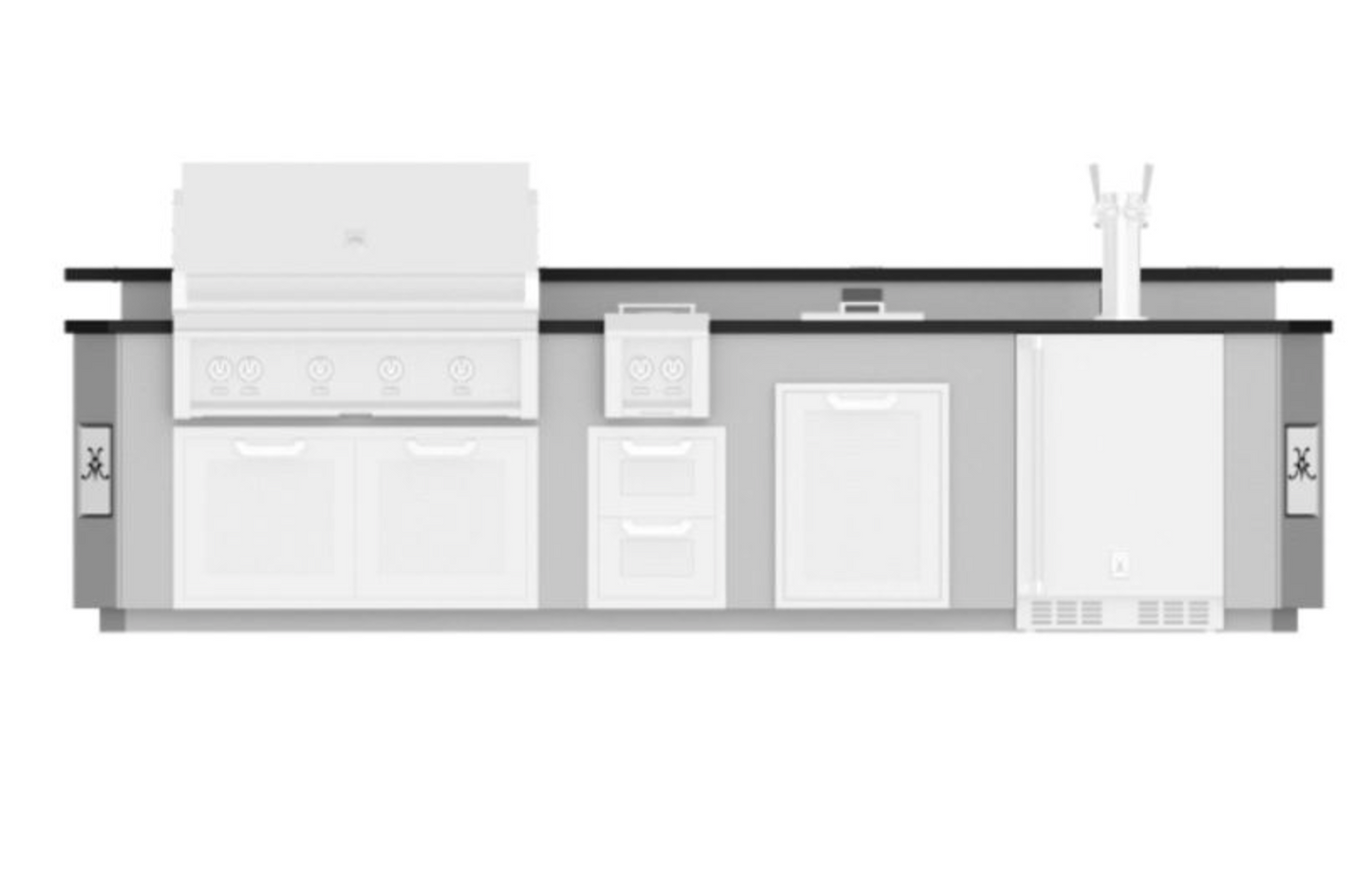 Hestan Entertainment Suite with SS C/top, Beer Dispenser cutout & Raised "bellybar" with foot rail