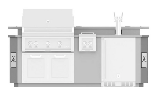 Hestan Entertainment Suite with SS C/top, Beer Dispenser cutout and Raised "bellybar" with foot rail