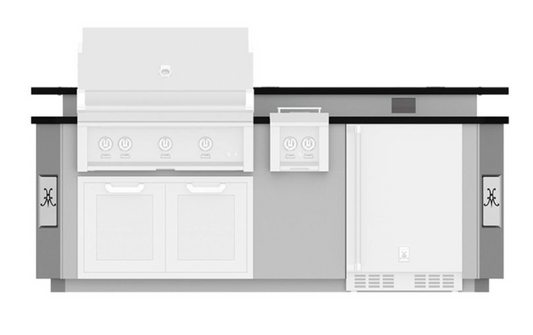 Hestan Entertainment Suite with Stainless Steel Countertop and Raised "bellybar" with foot rail