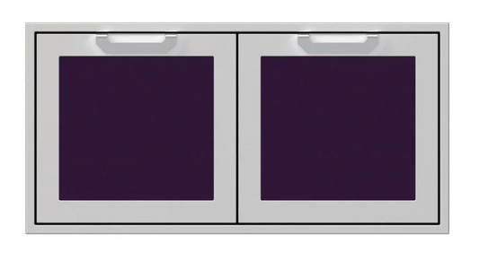 Hestan 42" Double Door Storage Cabinet, Marquise Front Panels; Left Side holds slide out for LP Tank or Trash Receptacle; Right Side is Enclosed w/ Adjustable Wire Shelf-COLOR