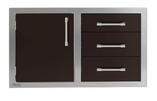 Alfresco 32" Three Drawers w/ Door On Left - Jet Black-Matte