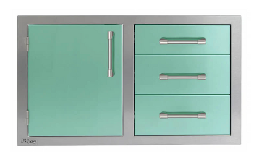 Alfresco 32" Three Drawers w/ Door On Left - Light Green-Gloss