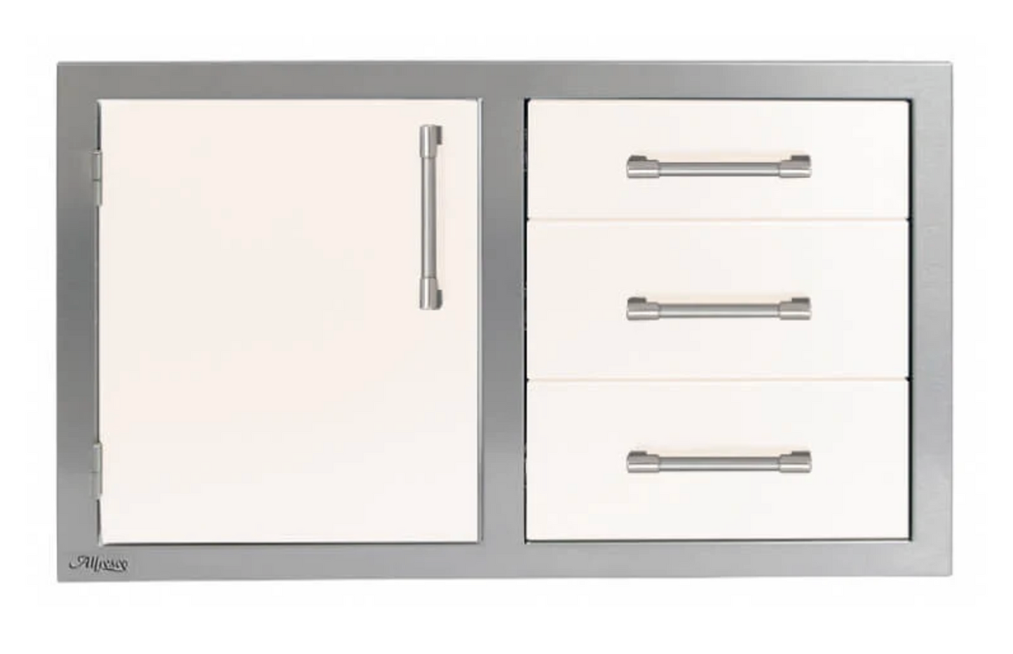 Alfresco 32" Three Drawers w/ Door On Left - Signal White-Gloss