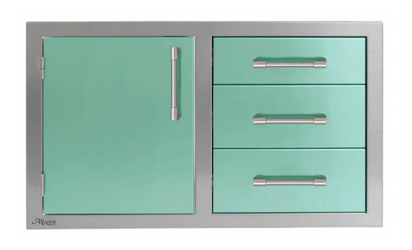 Alfresco 32" Three Drawers w/ Door On Right - Light Green-Gloss