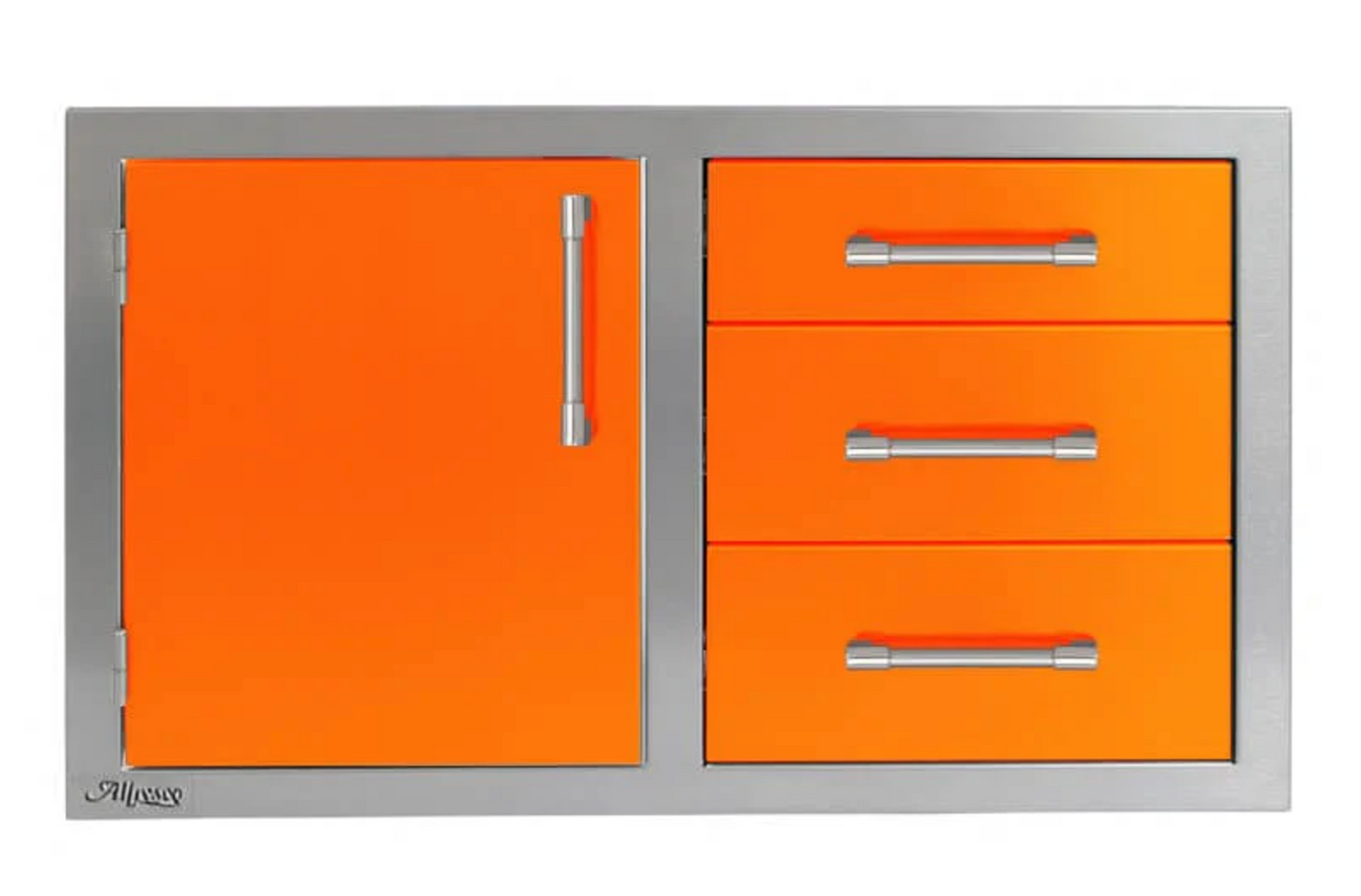 Alfresco 32" Three Drawers w/ Door On Right - Luminous Orange-Gloss