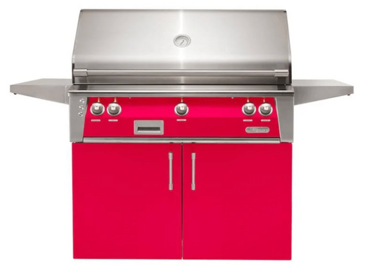 Alfresco 42" Sear Zone Grill w/ Cart - Raspberry Red-Gloss