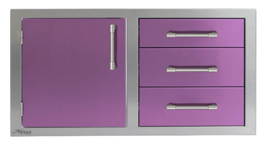 Alfresco 42" Door Drawer Combo - Left - Blue Lilac-Gloss